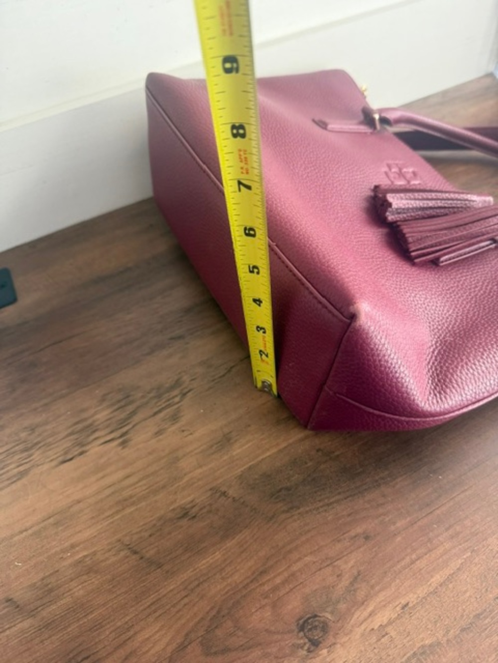 Tory Burch Pebbled Leather Tote Bag - Wine - Picture 2 of 6